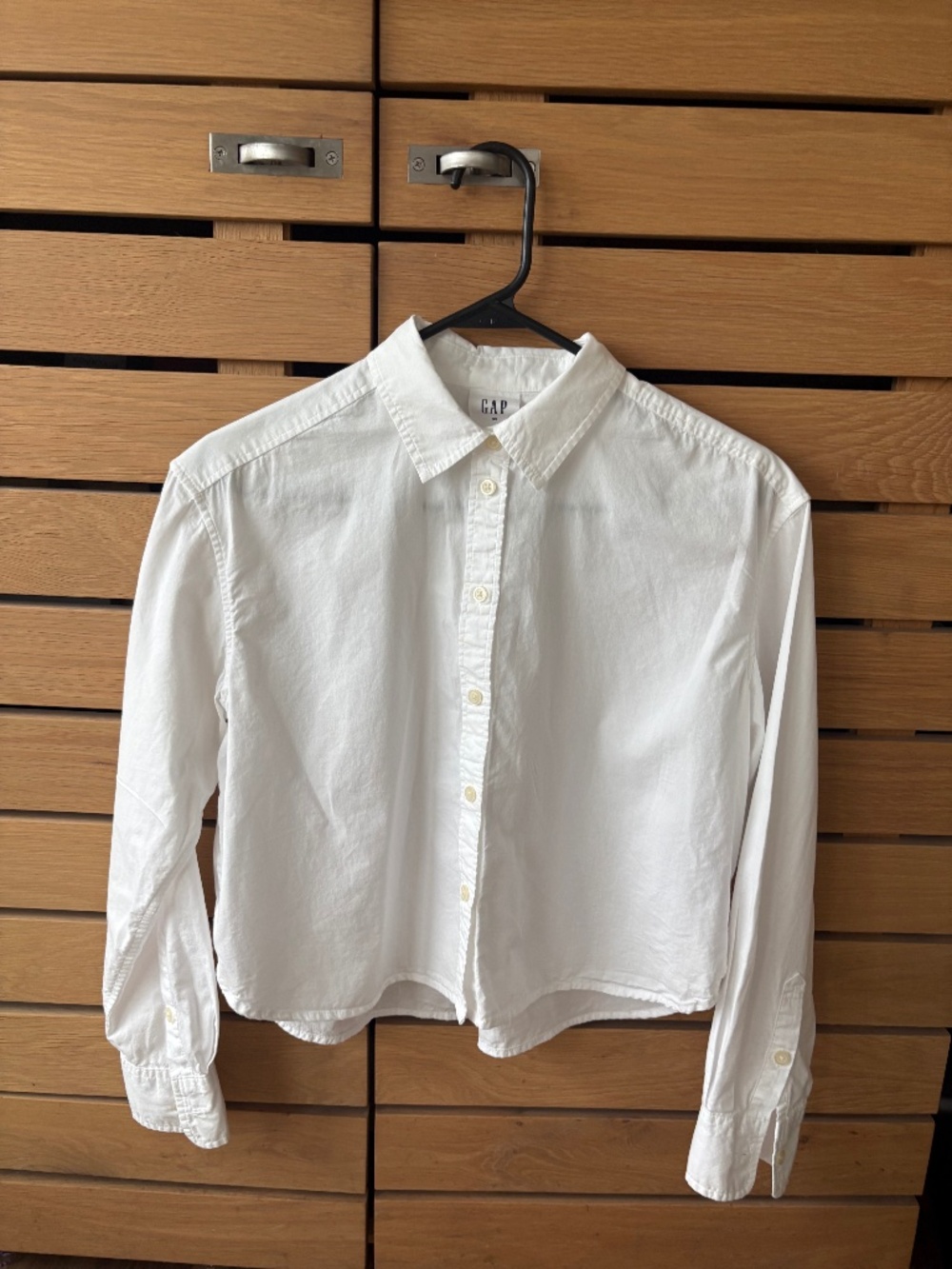 GAP Cotton Cropped White Button-Up Blouse – XS